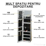 HOMCOM Dulap Bijuterii LED Alb cu Cheie | Aosom Romania