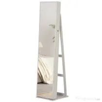 HOMCOM Oglindă-Portbijuterii LED cu 4 Rafturi și Spații de Depozitare Alb
