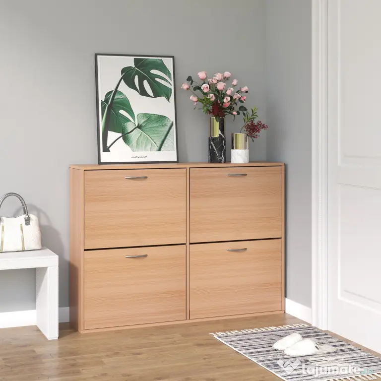 HOMCOM Dulap Pantofi Spațios, Design Modern pentru Hol, Mobilier Eficient pentru Depozitare, Alb | Aosom Romania