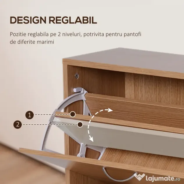 HOMCOM Dulap Pantofi Spațios, Design Modern pentru Hol, Mobilier Eficient pentru Depozitare, Alb | Aosom Romania