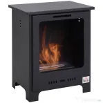 HOMCOM Semineu pe Bioetanol incalzitor soba cu bietanol aparat de incalzire 1.5L in Otel Fara Cos Negru 40 x 30 x 50 cm | AOSOM RO
