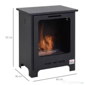 HOMCOM Semineu pe Bioetanol incalzitor soba cu bietanol aparat de incalzire 1.5L in Otel Fara Cos Negru 40 x 30 x 50 cm | AOSOM RO 