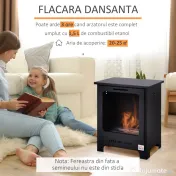 HOMCOM Semineu pe Bioetanol incalzitor soba cu bietanol aparat de incalzire 1.5L in Otel Fara Cos Negru 40 x 30 x 50 cm | AOSOM RO 