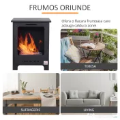 HOMCOM Semineu pe Bioetanol incalzitor soba cu bietanol aparat de incalzire 1.5L in Otel Fara Cos Negru 40 x 30 x 50 cm | AOSOM RO 