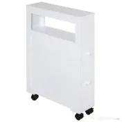 HOMCOM Mobilier Baie din Lemn, Rafturi și 2 Sertare, 16x52x66 cm, Design Modern, Alb | Aosom Romania 