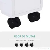 HOMCOM Mobilier Baie din Lemn, Rafturi și 2 Sertare, 16x52x66 cm, Design Modern, Alb | Aosom Romania 