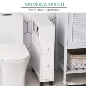 HOMCOM Mobilier Baie din Lemn, Rafturi și 2 Sertare, 16x52x66 cm, Design Modern, Alb | Aosom Romania 