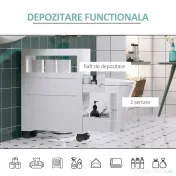 HOMCOM Mobilier Baie din Lemn, Rafturi și 2 Sertare, 16x52x66 cm, Design Modern, Alb | Aosom Romania 