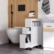 HOMCOM Mobilier Baie din Lemn, Rafturi și 2 Sertare, 16x52x66 cm, Design Modern, Alb | Aosom Romania 