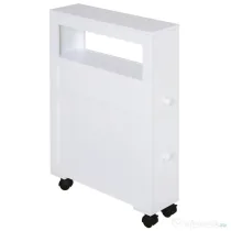 HOMCOM Mobilier pentru Baie in Lemn cu Rafturi si 2 Sertare,Alb 16x52x66cm