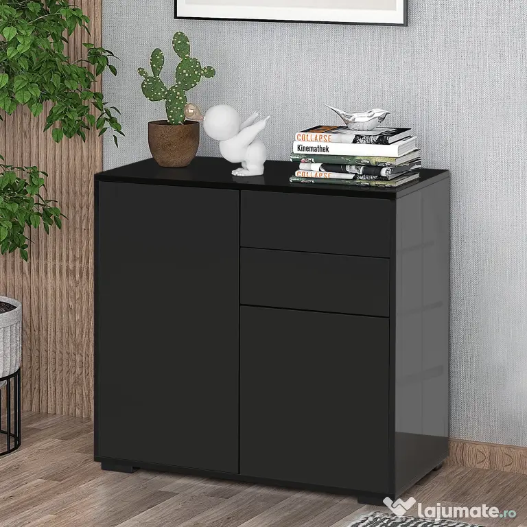 HOMCOM Mobilier multiuz cu 2 sertare si 2 dulapuri, deschidere cu presiune, 79x36x74cm | Aosom Romania