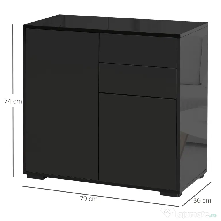 HOMCOM Mobilier multiuz cu 2 sertare si 2 dulapuri, deschidere cu presiune, 79x36x74cm | Aosom Romania