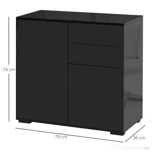 HOMCOM Mobilier multiuz cu 2 sertare si 2 dulapuri, deschidere cu presiune, 79x36x74cm | Aosom Romania