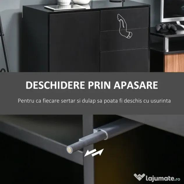 HOMCOM Mobilier multiuz cu 2 sertare si 2 dulapuri, deschidere cu presiune, 79x36x74cm | Aosom Romania
