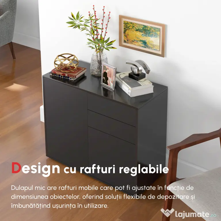 HOMCOM Mobilier multiuz cu 2 sertare si 2 dulapuri, deschidere cu presiune, 79x36x74cm | Aosom Romania