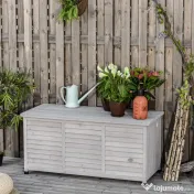 Outsunny Banca Conteiner de depozitare pentru extern si Gradina in Lemn, Gri 127Lx56Lx60Hcm | Aosom Romania