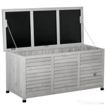 Outsunny Banca Lemn Gri 127×56×60 cm – Cu Spatiu de Depozitare