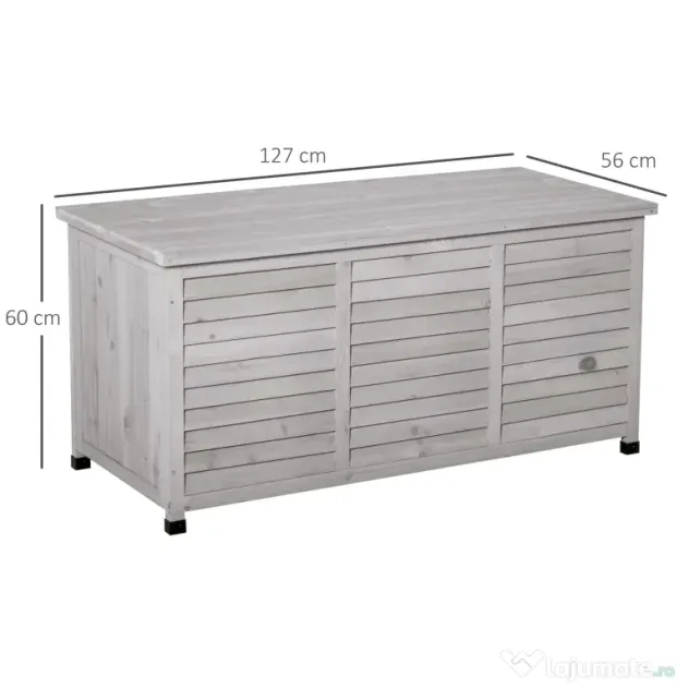 Outsunny Banca Lemn Gri 127×56×60 cm – Cu Spatiu de Depozitare