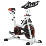 HOMCOM Bicicletă de Fitness Spinning, Spin Bike Profesională pentru Casă, Volantă de 8 kg, Ecran LCD, Rezistență Reglabilă și Senzori de Puls