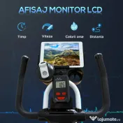HOMCOM Bicicletă de Fitness Spinning, Spin Bike Profesională pentru Casă, Volantă de 8 kg, Ecran LCD, Rezistență Reglabilă și Senzori de Puls