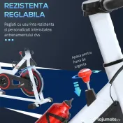 HOMCOM Bicicletă de Fitness Spinning, Spin Bike Profesională pentru Casă, Volantă de 8 kg, Ecran LCD, Rezistență Reglabilă și Senzori de Puls
