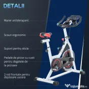 HOMCOM Bicicletă de Fitness Spinning, Spin Bike Profesională pentru Casă, Volantă de 8 kg, Ecran LCD, Rezistență Reglabilă și Senzori de Puls