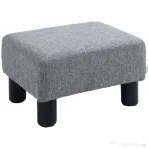 HOMCOM Otoman Stofă, Scaun Dreptunghiular Mic, Căptușit, pentru Living, 40x30x24cm, Gri | Aosom Romania