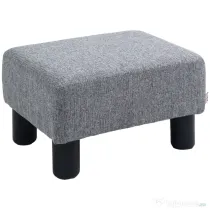HOMCOM Otoman Stofă, Scaun Dreptunghiular Mic, Căptușit, pentru Living, 40x30x24cm, Gri | Aosom Romania