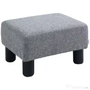HOMCOM Taburet pentru picioare din material textil cu efect de in, capitonat, 40x30x24 cm, gri 
