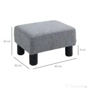 HOMCOM Taburet pentru picioare din material textil cu efect de in, capitonat, 40x30x24 cm, gri 