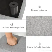 HOMCOM Taburet pentru picioare din material textil cu efect de in, capitonat, 40x30x24 cm, gri 