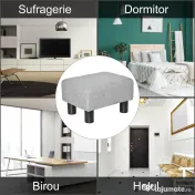 HOMCOM Taburet pentru picioare din material textil cu efect de in, capitonat, 40x30x24 cm, gri 