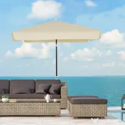 Outsunny Umbrelă de Grădină Pătrată, Reglabilă și Portabilă, Acoperiș Pătrat, 2x2m, Crem, Ușor de Asamblat | Aosom Romania