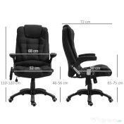 Vinsetto Fotoliu de masaj pentru birou sau acasa cu inaltime reglabila, 6 puncte de masaj si incalzire, 67L x 74P x 107-116Acm, negru 