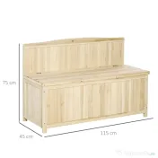 Outsunny Cufar container pentru Extern din Lemn de Brad Natural cu Spatar