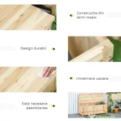 Outsunny Cufar container pentru Extern din Lemn de Brad Natural cu Spatar