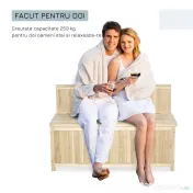 Outsunny Cufar container pentru Extern din Lemn de Brad Natural cu Spatar