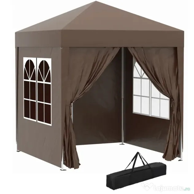 Outsunny Pavilion Pop-up Impermeabil cu 4 Pereți Detașabili și Geantă de Transport, 2x2x2.4 m, Maro | Aosom Romania