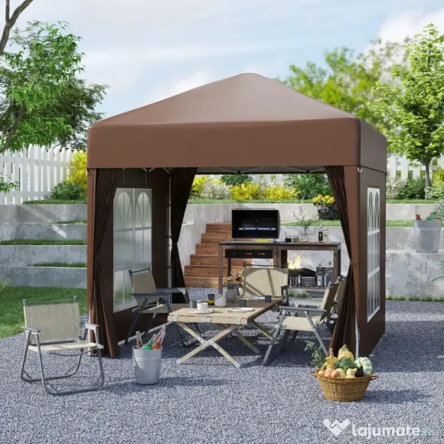 Outsunny Pavilion Pop-up Impermeabil cu 4 Pereți Detașabili și Geantă de Transport, 2x2x2.4 m, Maro | Aosom Romania