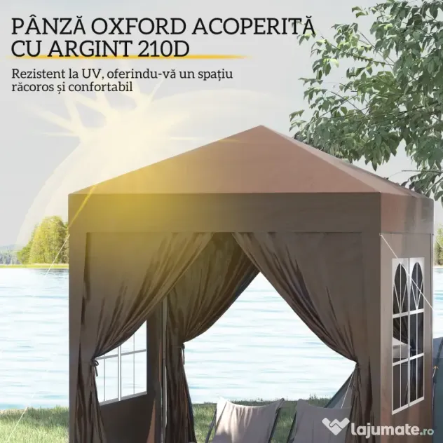 Outsunny Pavilion Pop-up Impermeabil cu 4 Pereți Detașabili și Geantă de Transport, 2x2x2.4 m, Maro | Aosom Romania