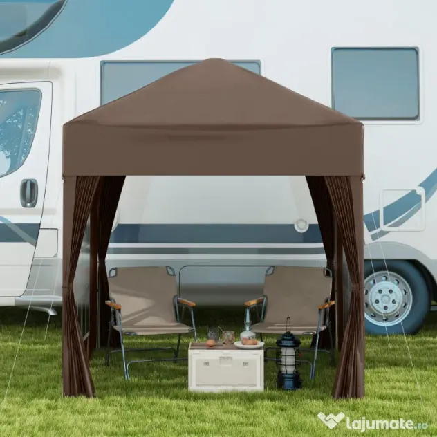 Outsunny Pavilion Pop-up Impermeabil cu 4 Pereți Detașabili și Geantă de Transport, 2x2x2.4 m, Maro | Aosom Romania