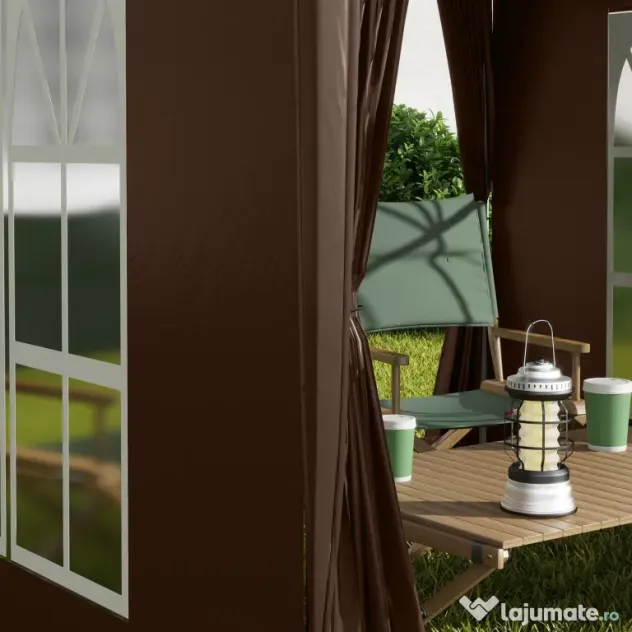 Outsunny Pavilion Pop-up Impermeabil cu 4 Pereți Detașabili și Geantă de Transport, 2x2x2.4 m, Maro | Aosom Romania