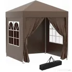 Outsunny Pavilion Pop-up Impermeabil cu 4 Pereți Detașabili și Geantă de Transport, 2x2x2.4 m, Maro