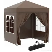 Outsunny Pavilion Pop-up Impermeabil cu 4 Pereți Detașabili și Geantă de Transport, 2x2x2.4 m, Maro 