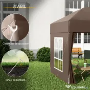 Outsunny Pavilion Pop-up Impermeabil cu 4 Pereți Detașabili și Geantă de Transport, 2x2x2.4 m, Maro 