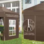 Outsunny Pavilion Pop-up Impermeabil cu 4 Pereți Detașabili și Geantă de Transport, 2x2x2.4 m, Maro 