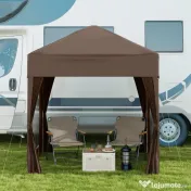Outsunny Pavilion Pop-up Impermeabil cu 4 Pereți Detașabili și Geantă de Transport, 2x2x2.4 m, Maro 