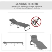 Outsunny Șezlong de plajă, Pliabil cu suport pentru cap, spătar reglabil, aluminiu și textilene, bej | Aosom Romania 