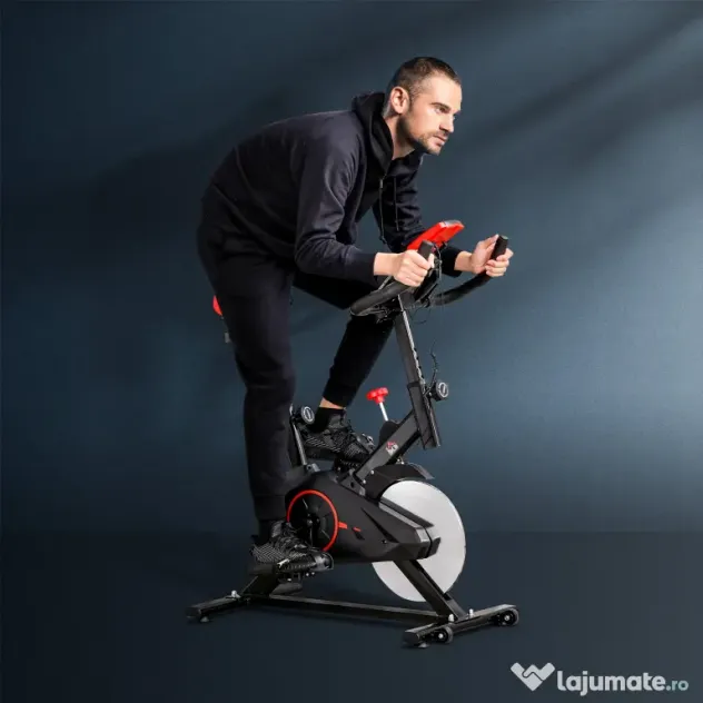 HOMCOM Bicicleta pentru Antrenament Aerobica cu Display LCD, Negru si Rosu | Aosom Romania