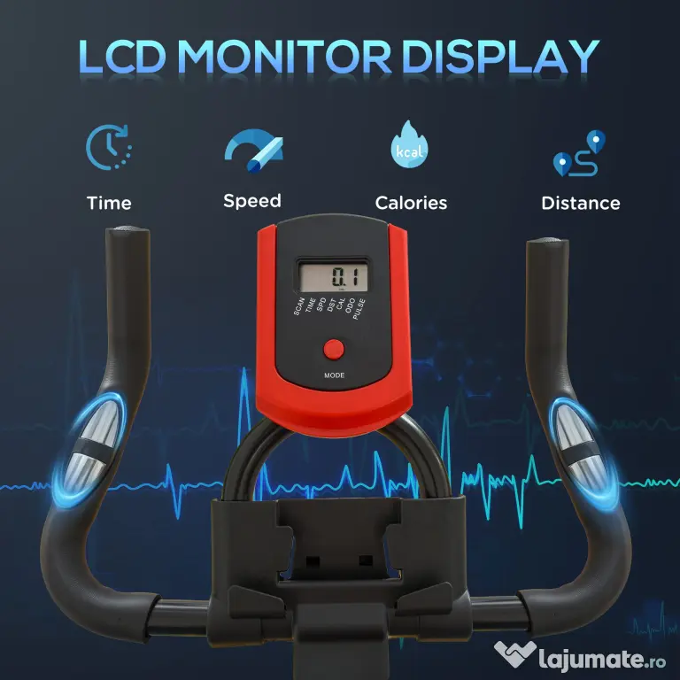 HOMCOM Bicicleta pentru Antrenament Aerobica cu Display LCD, Negru si Rosu | Aosom Romania
